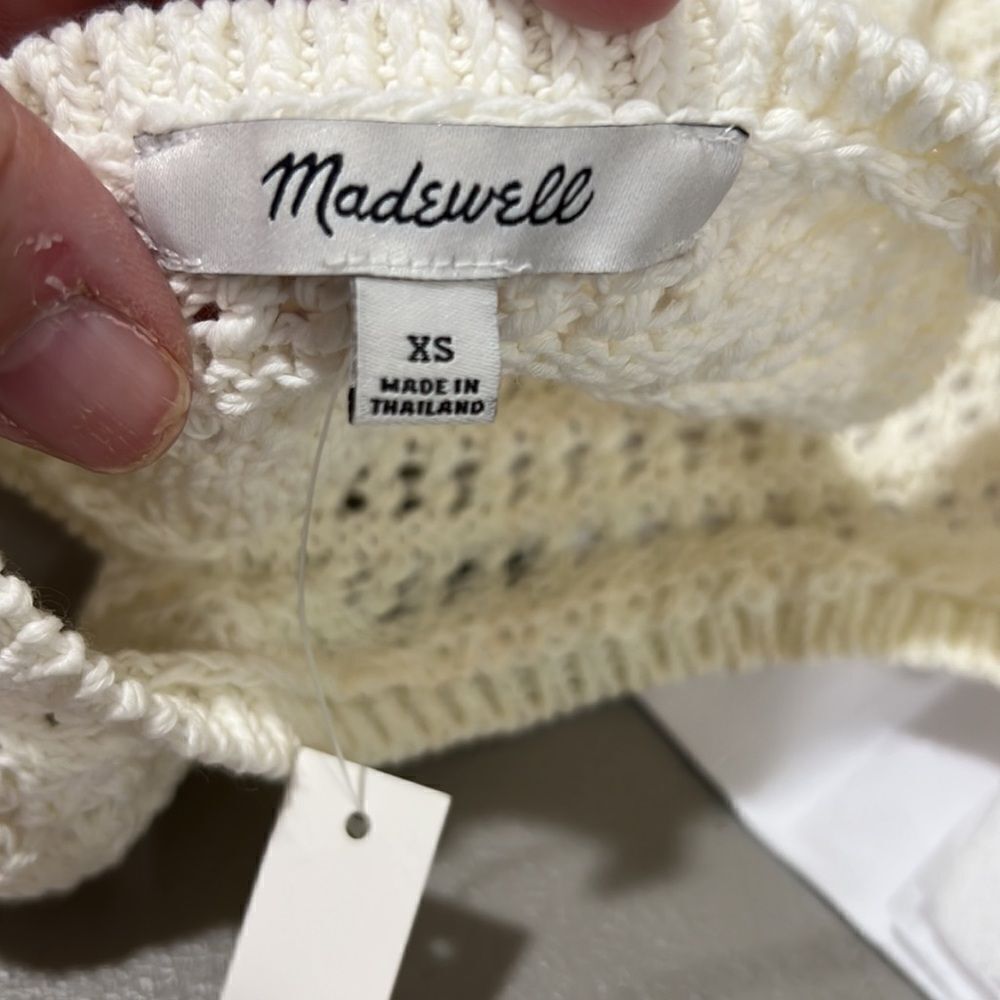 Madewell Crochet-Knit Crewneck Sweater Tank in Bright Ivory NWT size xs - Picture 9 of 11